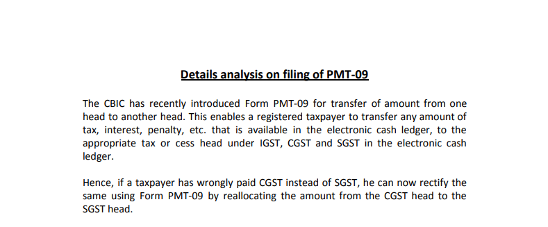 Details Analysis on Filing of PMT-09