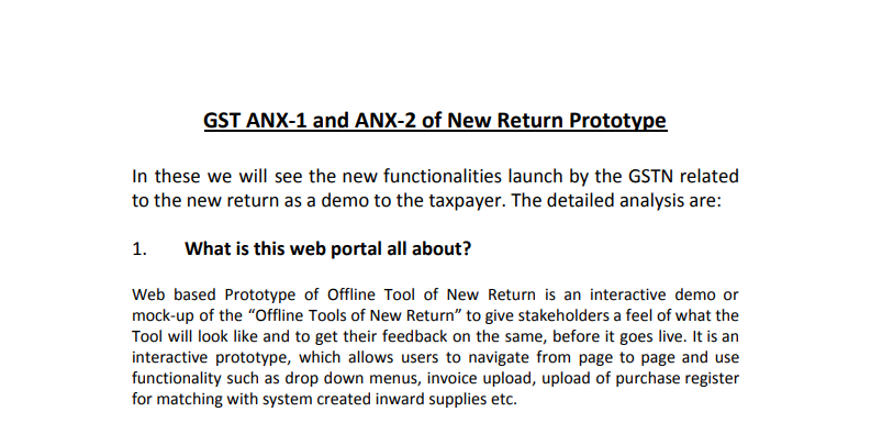 GST ANX-1 and ANX-2 of New Return Prototype