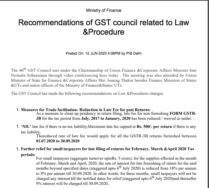 Waiver of GSTR 3b late fees