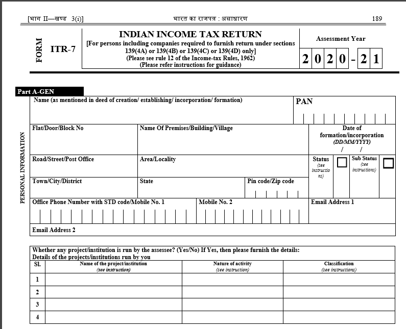 ITR Forms For AY 2020-21 Notified