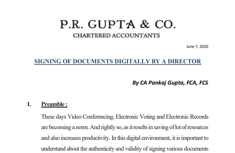 Signing of Documents Digitally by a Director