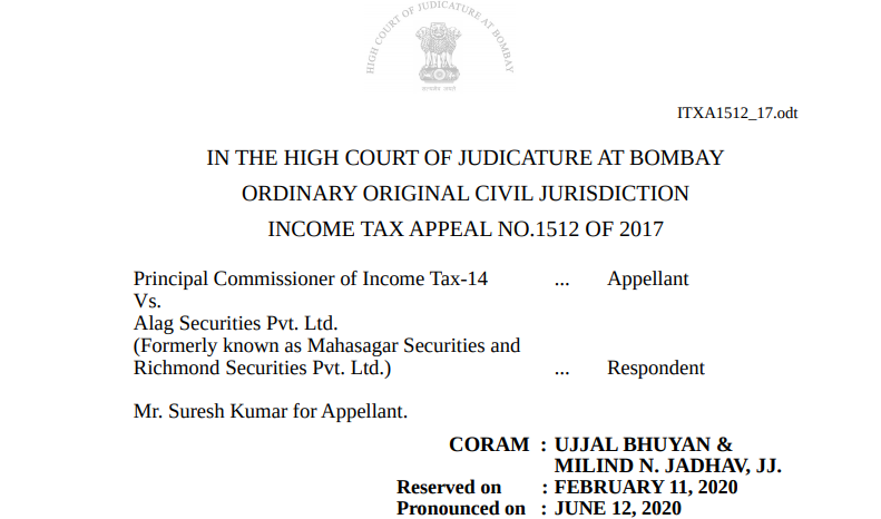 Principal Commissioner of Income Tax Versus Alag Securities Pvt. Ltd.