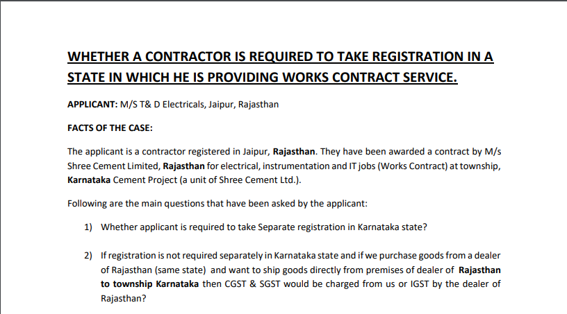 The Authority For Advance Ruling In Karnataka In Case of M/s T & D Electricals