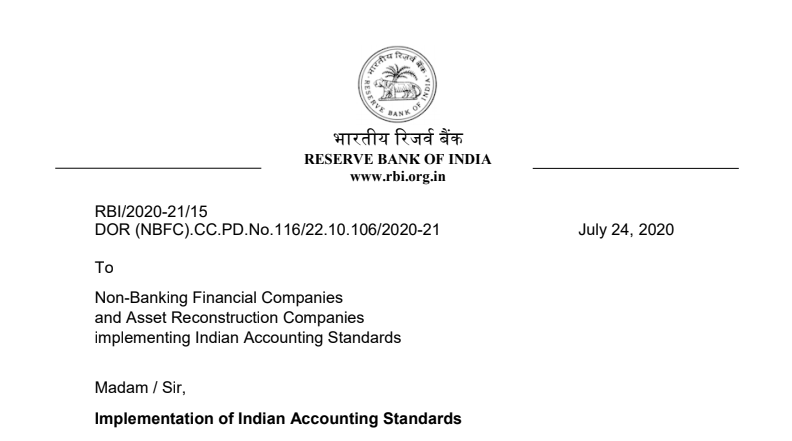 Instruction Related to Indian AS to be Followed by the NBFCs Issued by RBI