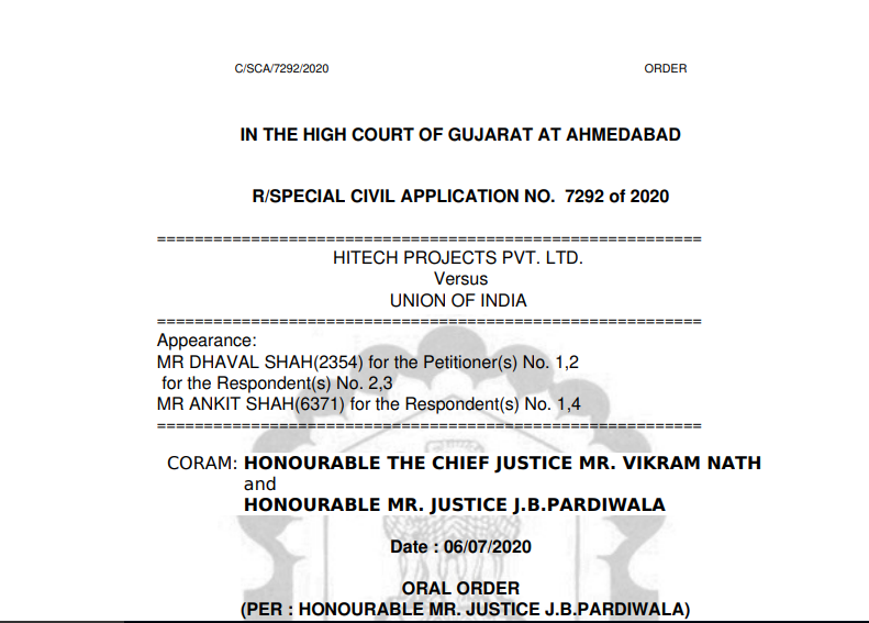 Gujarat HC in the case of Hitech Projects Pvt. Ltd. Versus Union of India
