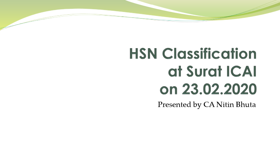 HSN Classification at Surat ICAI on 23.02.2020