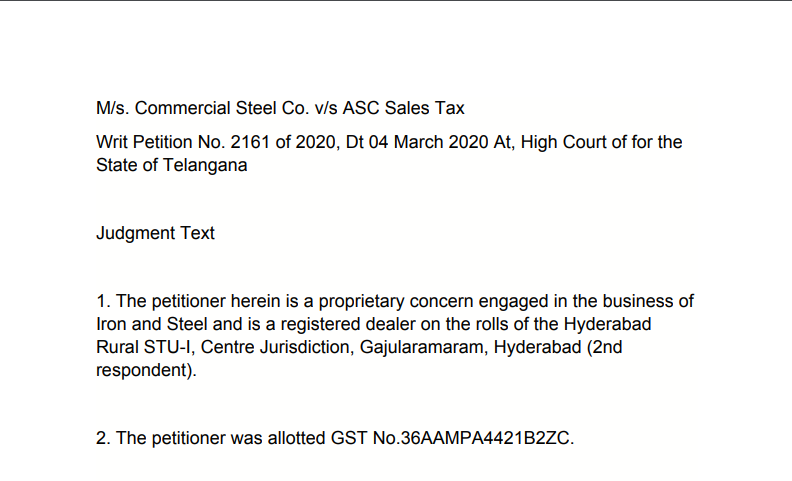 M/s. Commercial Steel Co. V/s ASC Sales Tax