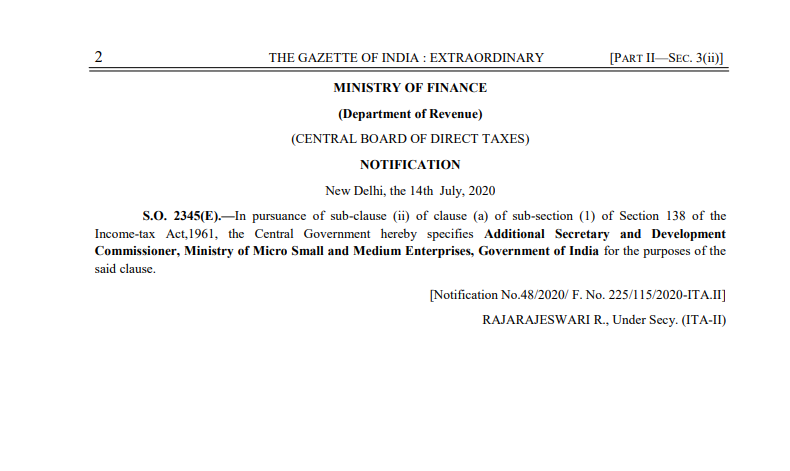 IT Department to Share Data with The Ministry of MSME