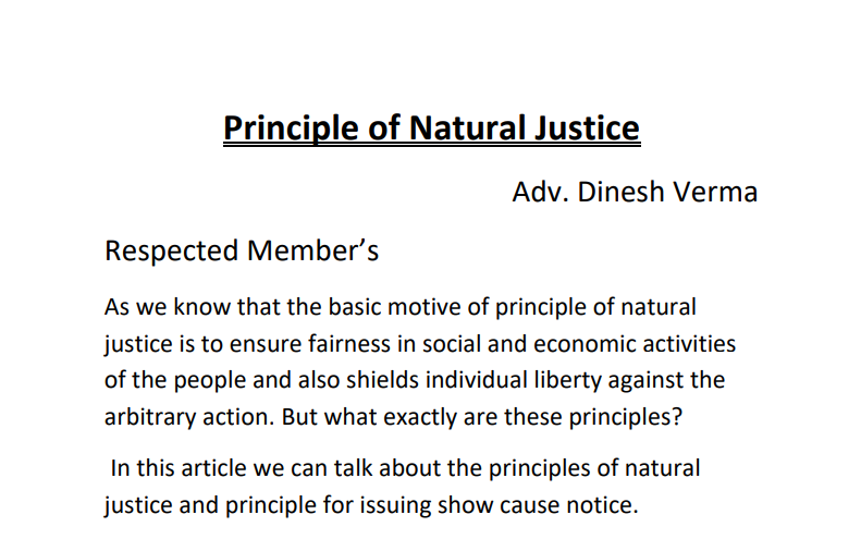 Principle of Natural Justice