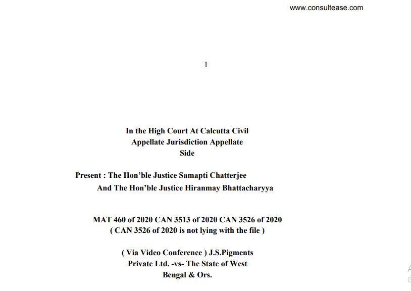 Calcutta HC in the case of J. S. Pigments Private Ltd. Versus The State of West Bengal