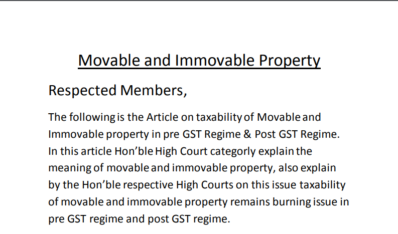 Movable and Immovable Property