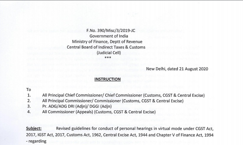 Revised Guidelines for the Conduct of Personal Hearings in the Virtual Mode