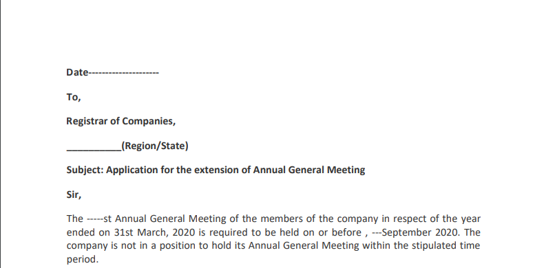 Draft Letter for Extension of AGM
