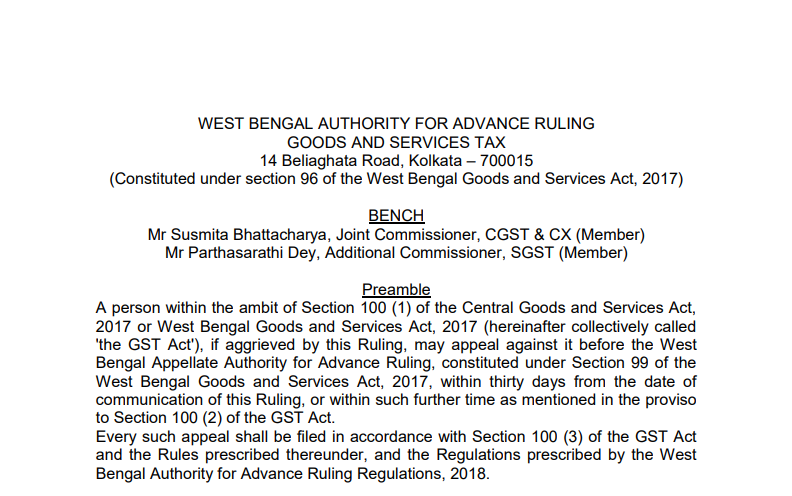 West Bengal AAR in the case of Reach Dredging Ltd.
