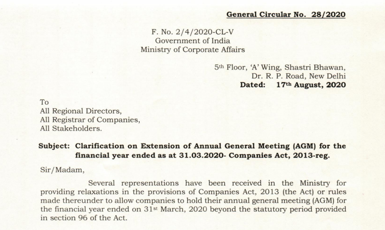 Clarification for Extension of Annual General Meeting