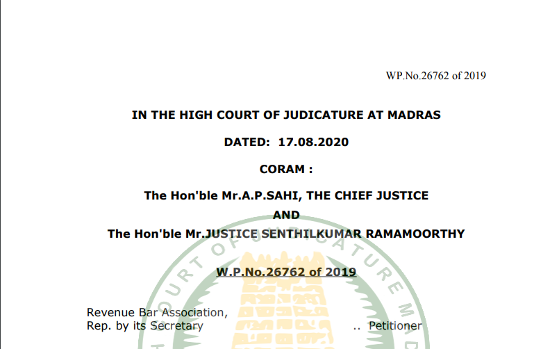 Madras HC in the case of Revenue Bar Association Versus Union of India