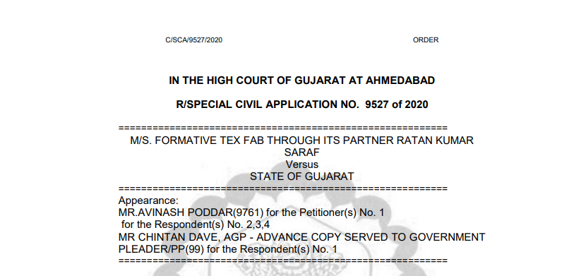 Gujarat HC in the case of M/s. Formative Tex-Fab Versus State of Gujarat