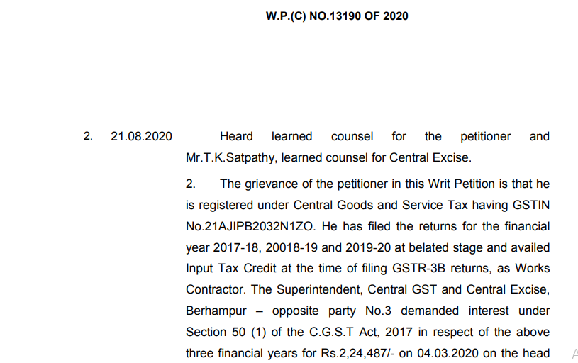 Orissa HC in the case of Prasanna Kumar Bisoi Versus Union of India 