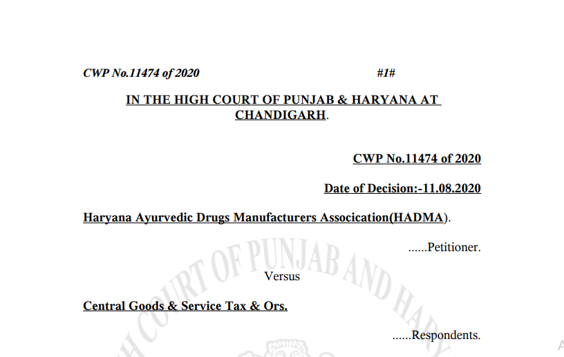 P&H HC in the case of Haryana Ayurvedic Drugs Manufacturers Association