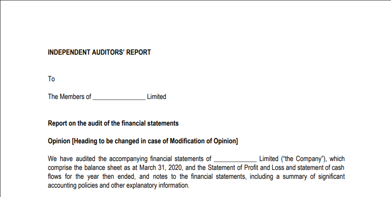 Public Company - Specimen Audit Report March 2020