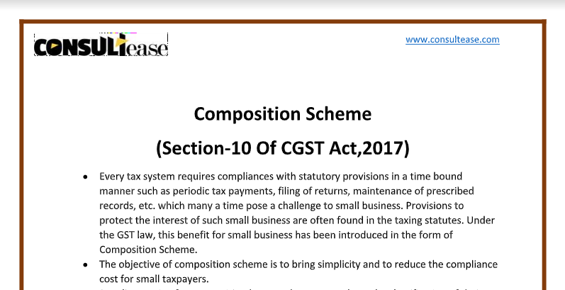 Composition Scheme (Section-10 of CGST Act, 2017)