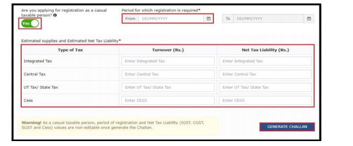 Casual Taxable Person (CTP) (Section 2(20) of CGST Act)