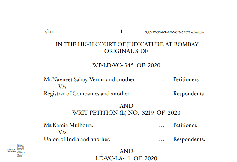 Bombay HC in the case of Mr. Navneet Sahay Verma