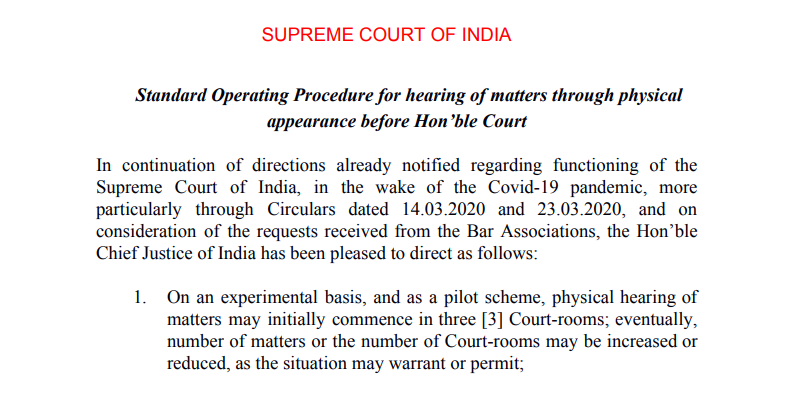 Supreme Court Directions on Hearings