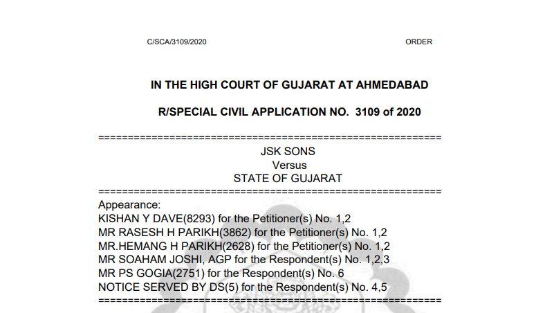Gujarat HC in the case of JSK Sons Versus State of Gujarat