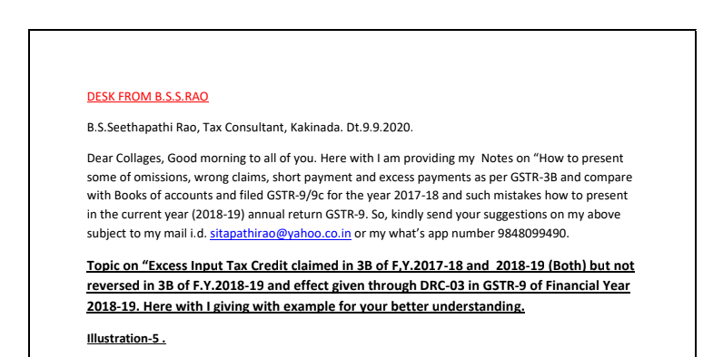 Excess Input Tax Credit claimed in 3B of F.Y.2017-18 and 2018-19 (Both) but not reversed in 3B of F.Y.2018-19 and effect have given through DRC-03 in GSTR-9 of Financial Year 2018-19.
