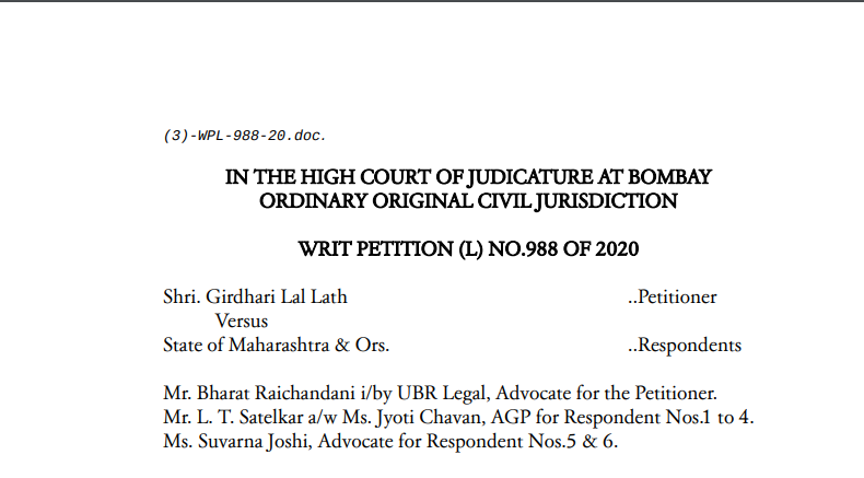 Bombay HC in the case of Shri. Girdhari Lal Lath Versus State of Maharashtra