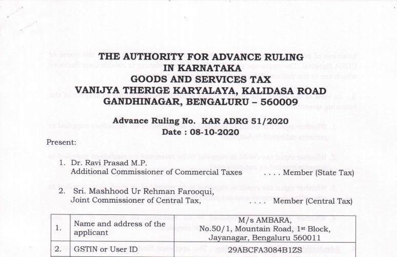 Karnataka AAR in the case of M/s. Ambara