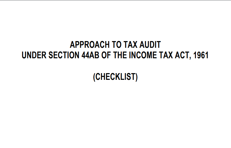 Tax Audit checklist Issued by ICAI