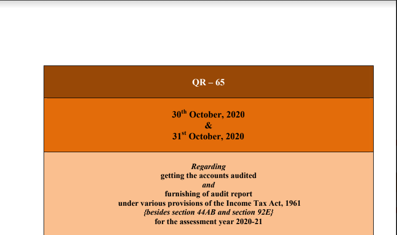 QR – 65 Getting The Accounts Audited And Furnishing Of The Audit Report