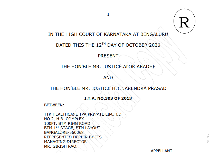 Karnataka HC in the case of TTK Healthcare TPA Private Limited