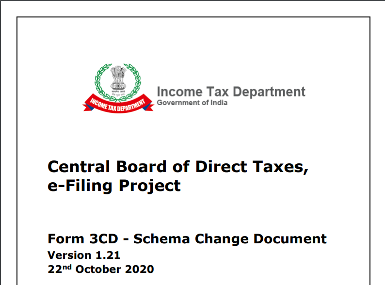 Form 3CD - Schema Change Document Version 1.21