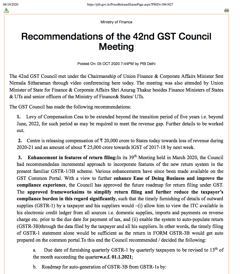 changes in GST returns