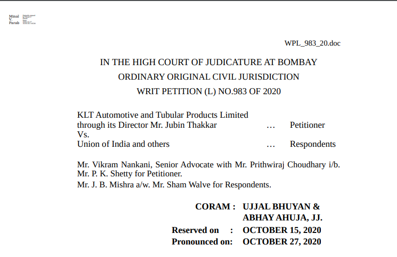 Bombay HC in the case of KLT Automotive and Tubular Products Limited