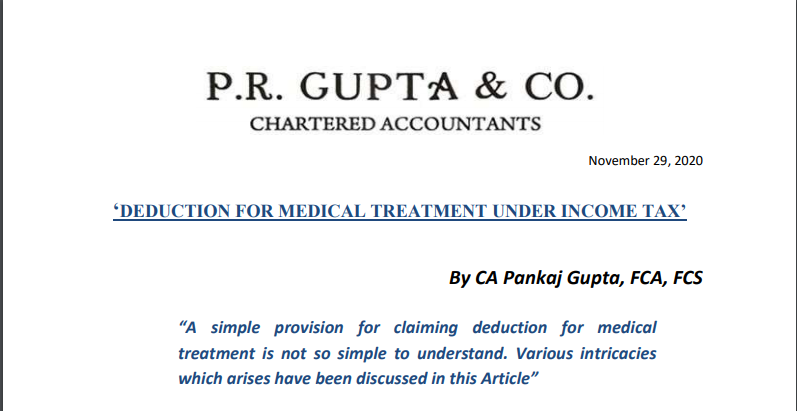 Deductions for Medical Treatment under Income Tax.