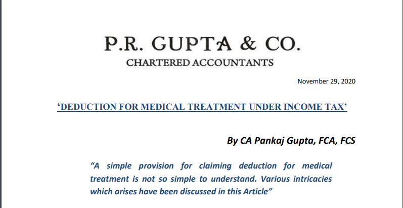 Deductions for Medical Treatment under Income Tax. 