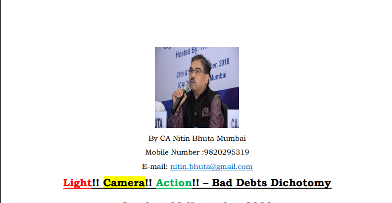 Light!! Camera!! Action!! – Bad Debts Dichotomy 