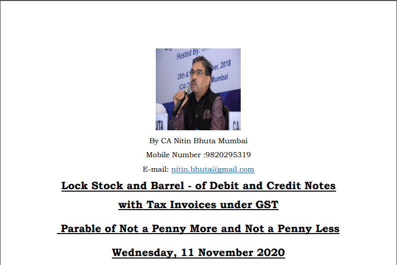 Lock Stock and Barrel - of Debit and Credit Notes with Tax Invoices under GST