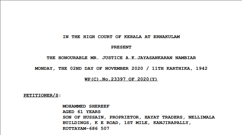 Kerala HC in the case of Mohammed Shereef Versus The State of Kerala