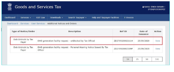 Unblocking of E-Way Bill Generation Facility