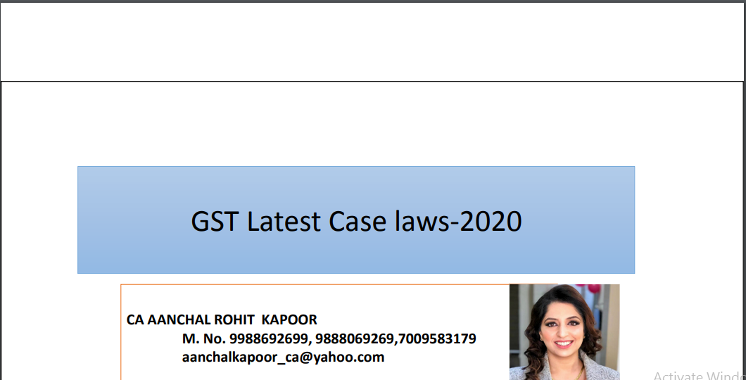 GST Latest Case laws-2020. 