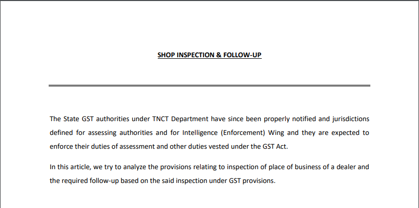 Shop Inspection & Follow-Up