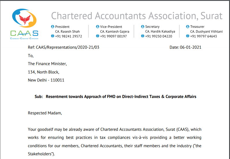 Resentment Towards FMO's Approach on Direct-Indirect Taxes & Corporate Affairs: CAAS. 