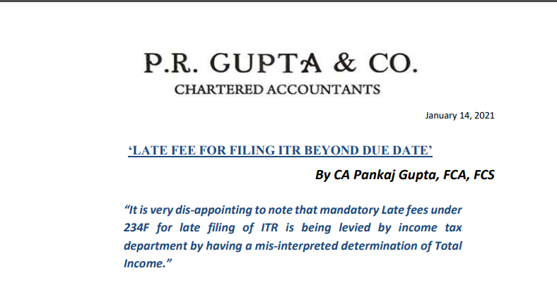 Late Fees on Filing of ITR Beyond Due Date