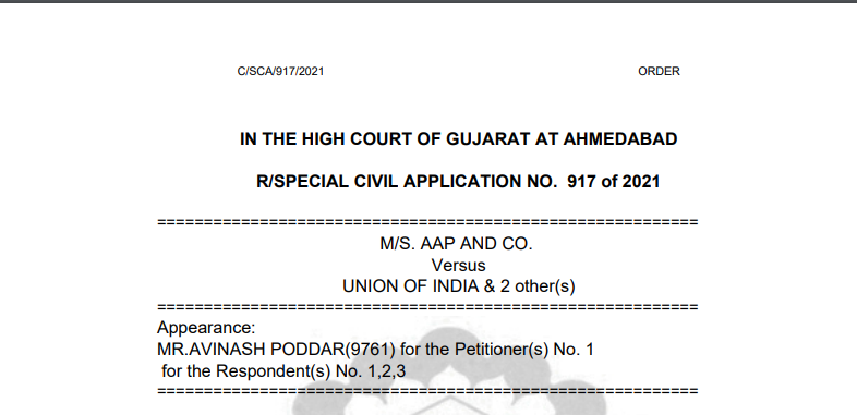 Gujarat HC in the case of M/s. AAP And Co. Versus Union of India