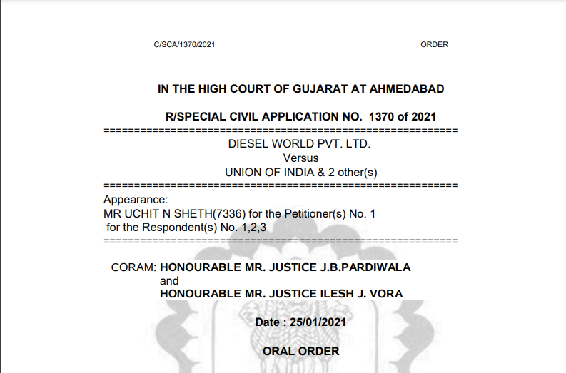 Gujarat HC in the case of Diesel World Pvt. Ltd. Versus Union of India